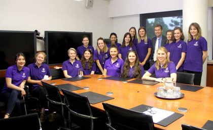 UQ journalism students bound for India meet Vice Chancellor Professor Peter Høj. 